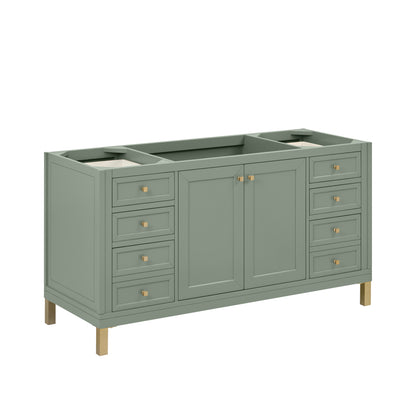 Renovate for Less Atlanta Chicago 60" Single Vanity, Smokey Celadon, w/ 3 CM Charcoal Soapstone Silestone® Top