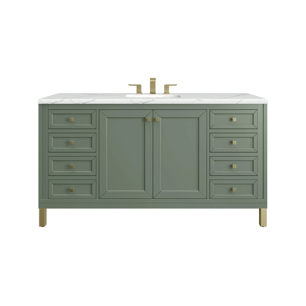 Chicago 60" Single Vanity, Smokey Celadon, w/ 3 CM Ethereal Noctis Silestone® Top
