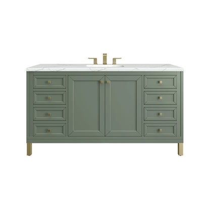 Chicago 60" Single Vanity, Smokey Celadon, w/ 3 CM Ethereal Noctis Silestone® Top