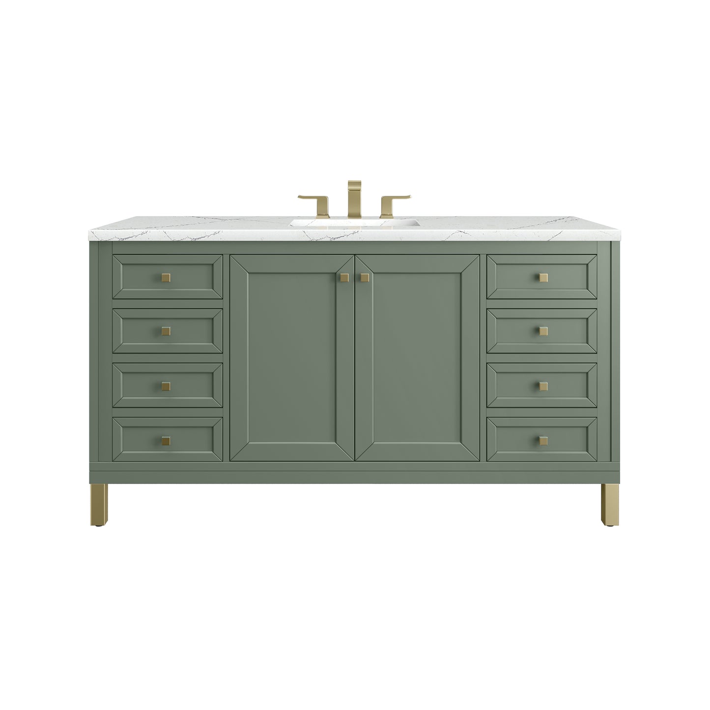 Renovate for Less Atlanta Chicago 60" Single Vanity, Smokey Celadon, w/ 3 CM Ethereal Noctis Silestone® Top