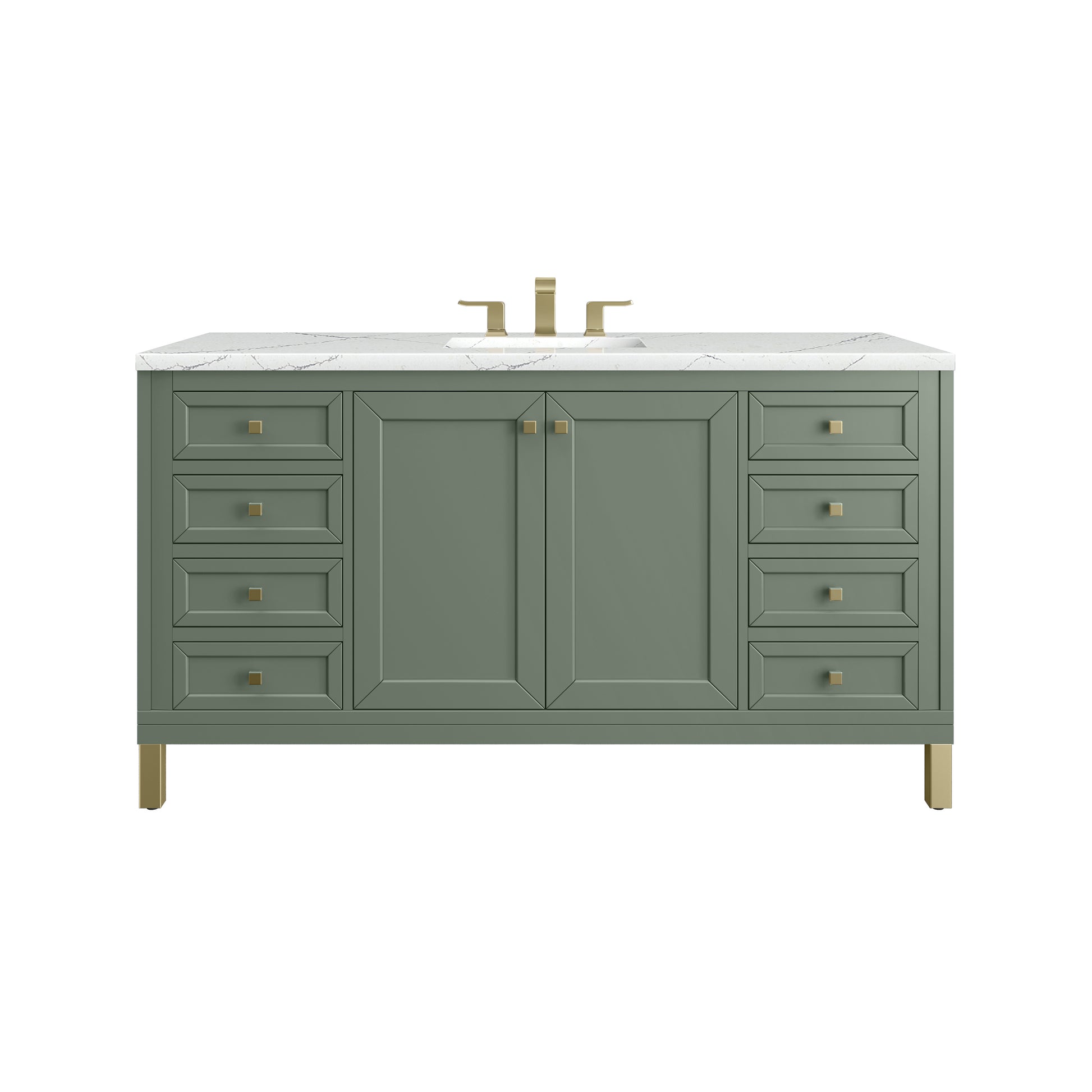Renovate for Less Atlanta Chicago 60" Single Vanity, Smokey Celadon, w/ 3 CM Ethereal Noctis Silestone® Top