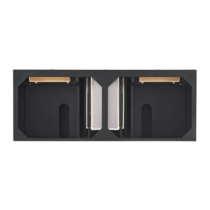 Lorelai 60" Double Vanity, Black Onyx w/ 3 CM Parisien Bleu Silestone Top w/FreePower Wireless Charger