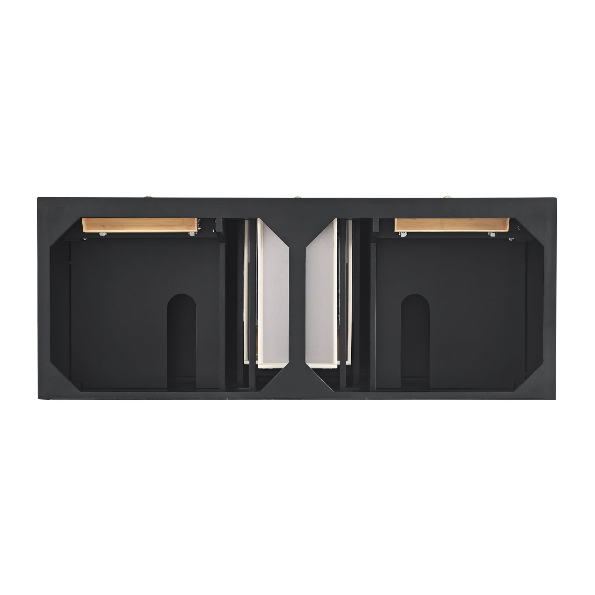 Renovate for Less Atlanta Lorelai 60" Double Vanity, Black Onyx, w/ 3 CM Tajnar Eclos Top w/FreePower Wireless Charger