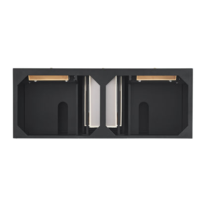 Renovate for Less Atlanta Lorelai 60" Double Vanity, Black Onyx, w/ 3 CM Tajnar Eclos Top w/FreePower Wireless Charger