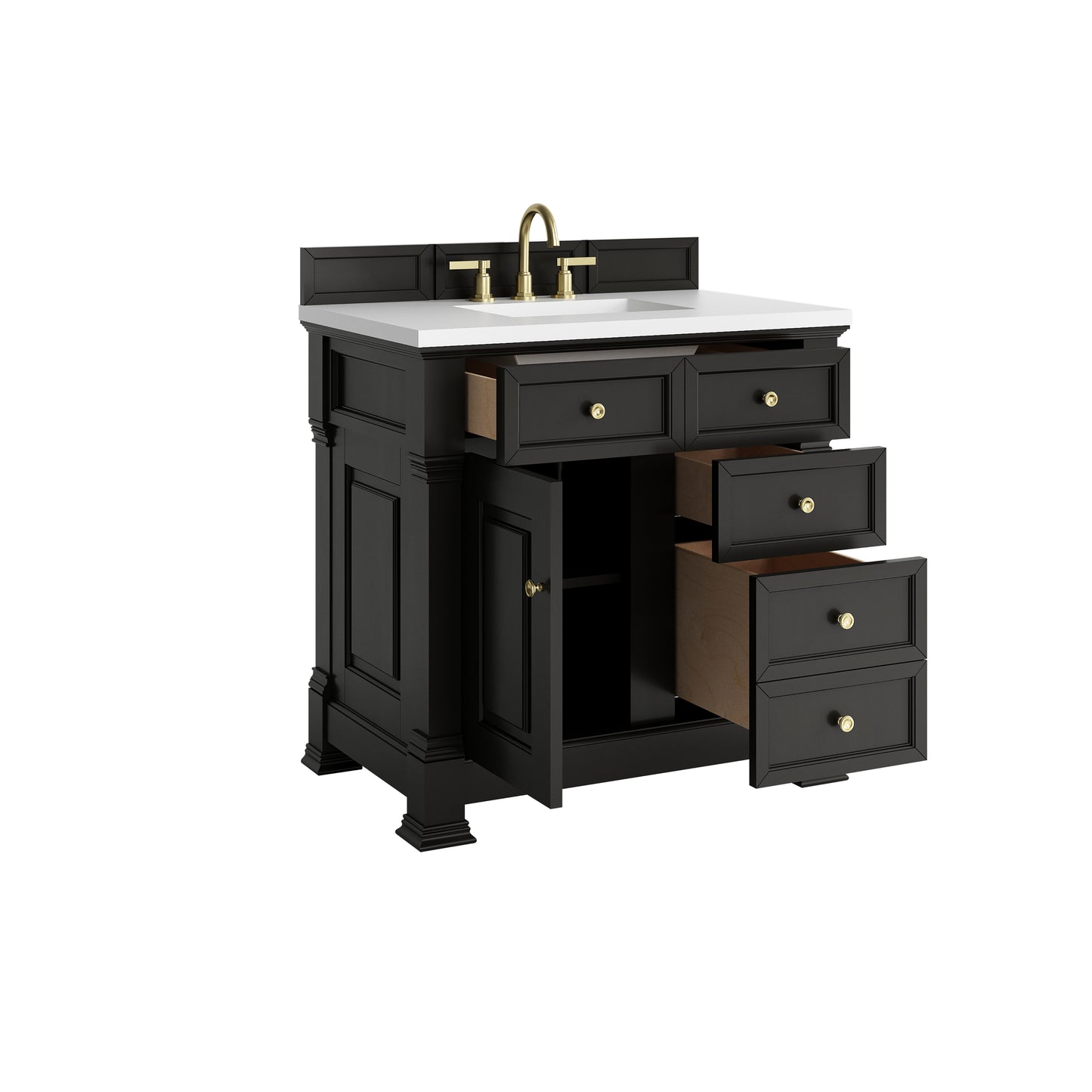 Renovate for Less Atlanta Brookfield 36" Single Vanity, Black Onyx,  w/ 3 CM White Zeus Silestone Top