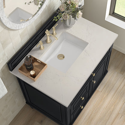 Renovate for Less Atlanta Lorelai 36" Single Vanity, Black Onyx, w/ 3 CM Siberian Silestone Top