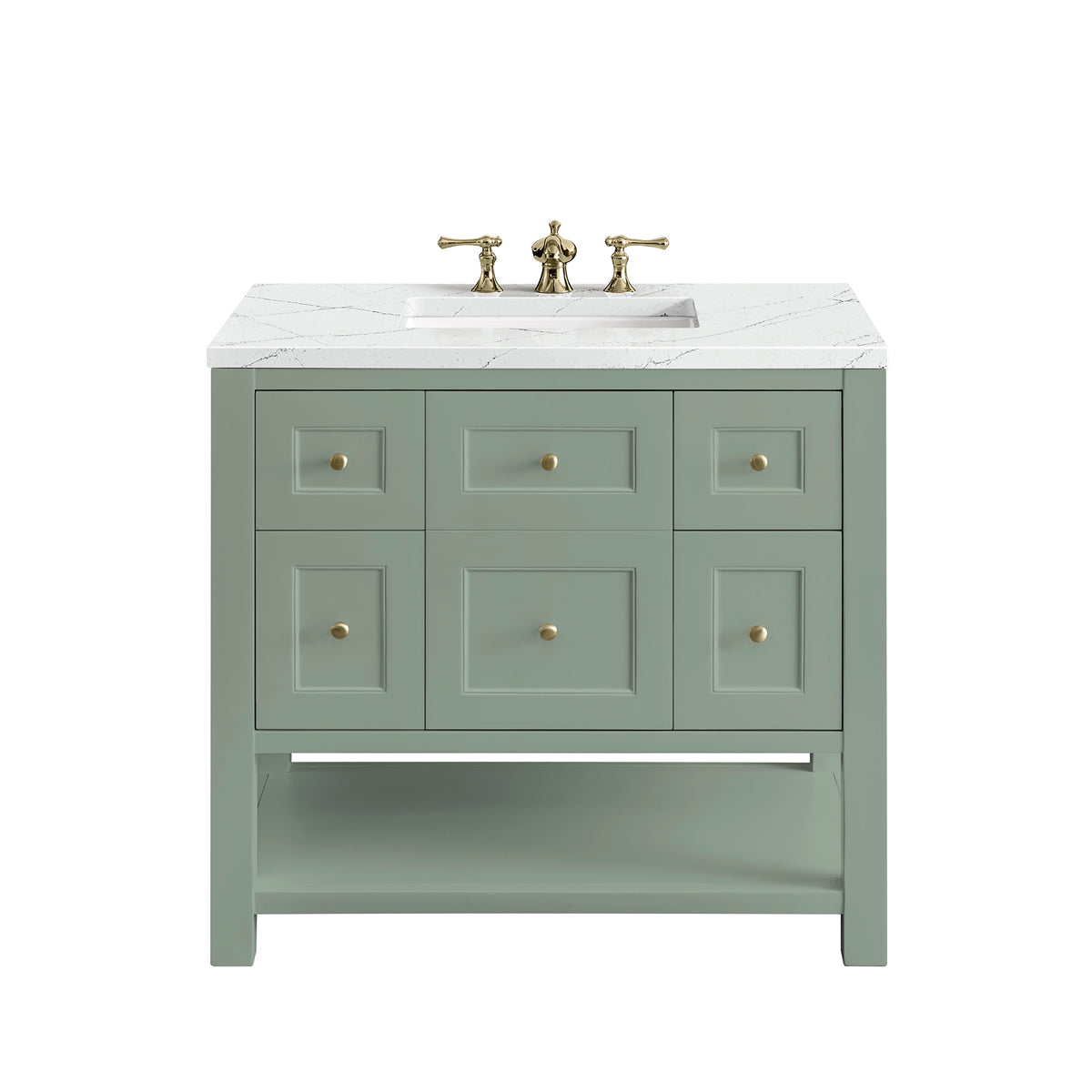 Renovate for Less Atlanta Breckenridge 36" Single Vanity, Smokey Celadon w/ 3 CM Ethereal Noctis Top