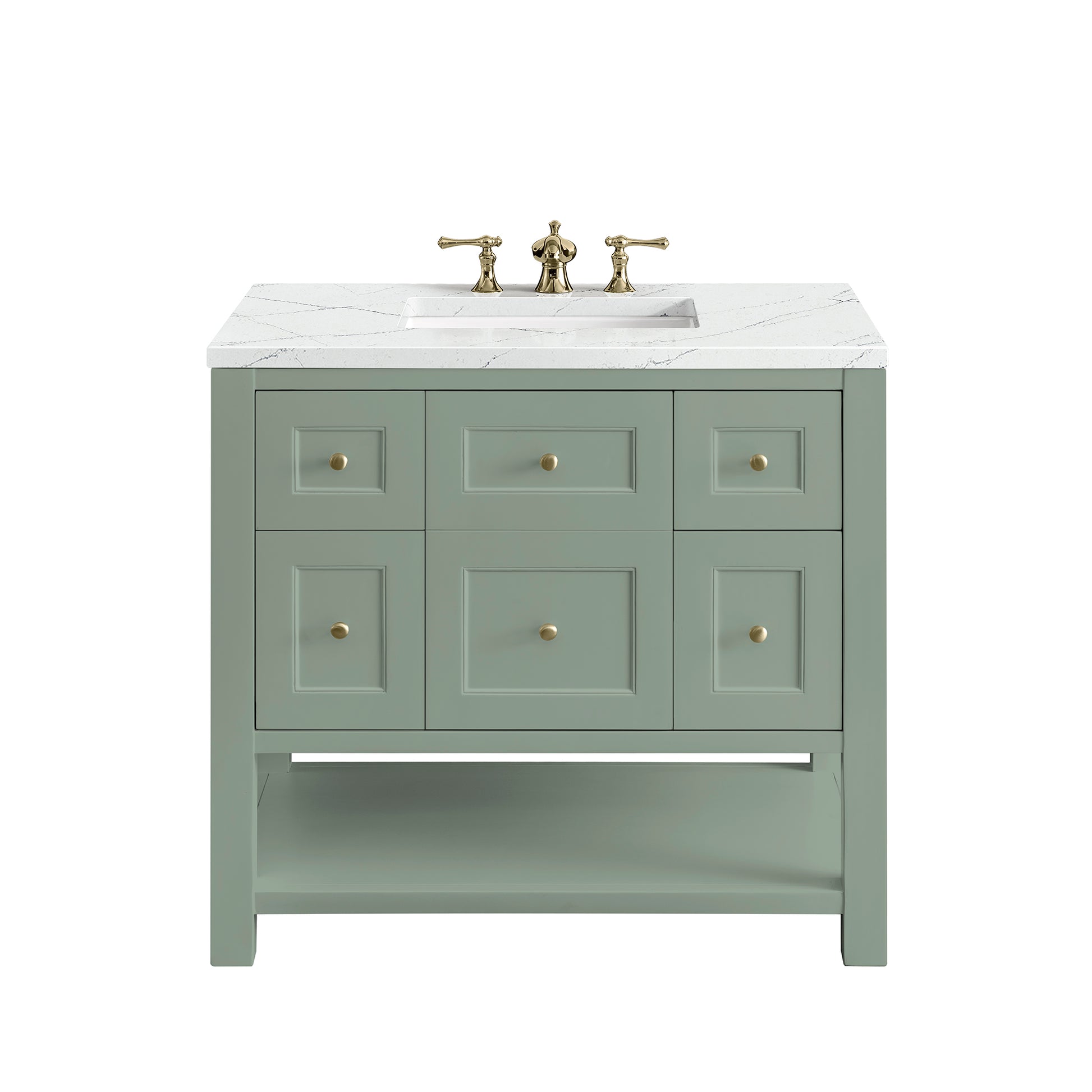 Renovate for Less Atlanta Breckenridge 36" Single Vanity, Smokey Celadon w/ 3 CM Ethereal Noctis Top