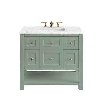 Renovate for Less Atlanta Breckenridge 36" Single Vanity, Smokey Celadon w/ 3 CM Ethereal Noctis Top