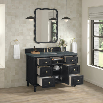 Lorelai 48" Single Vanity, Black Onyx w/ 3 CM Parisien Bleu Silestone Top w/FreePower Wireless Charger
