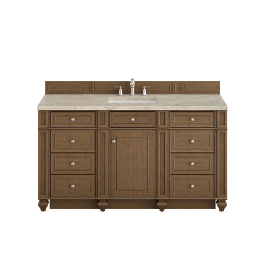 Bristol 60" Single Vanity, Saddle Brown, w/ 3 CM Tajnar Eclos Top