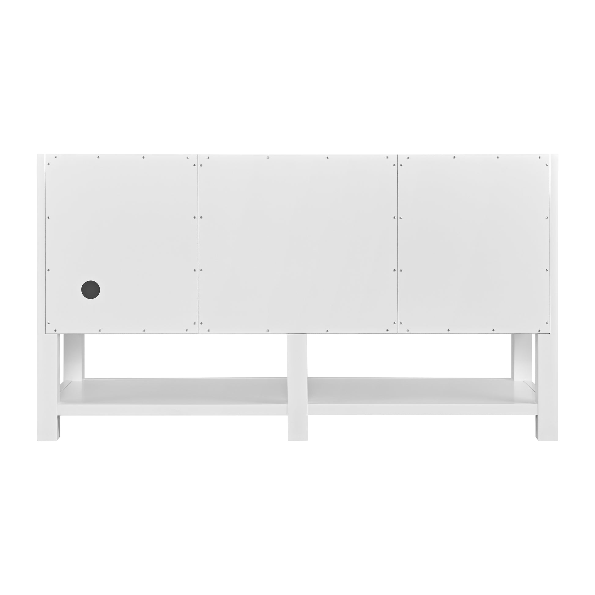 Renovate for Less Atlanta Breckenridge 60" Double Vanity, Bright White, w/ 3 CM White Zeus Quartz Top