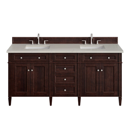 Renovate for Less Atlanta Brittany 72" Double Vanity, Burnished Mahogany, w/ 3 CM Siberian Silestone Top w/FreePower Wireless Charger
