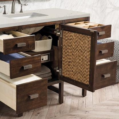 Renovate for Less Atlanta Addison 48" Single Vanity, Mid-Century Acacia, w/ 3 CM Siberian Silestone Top