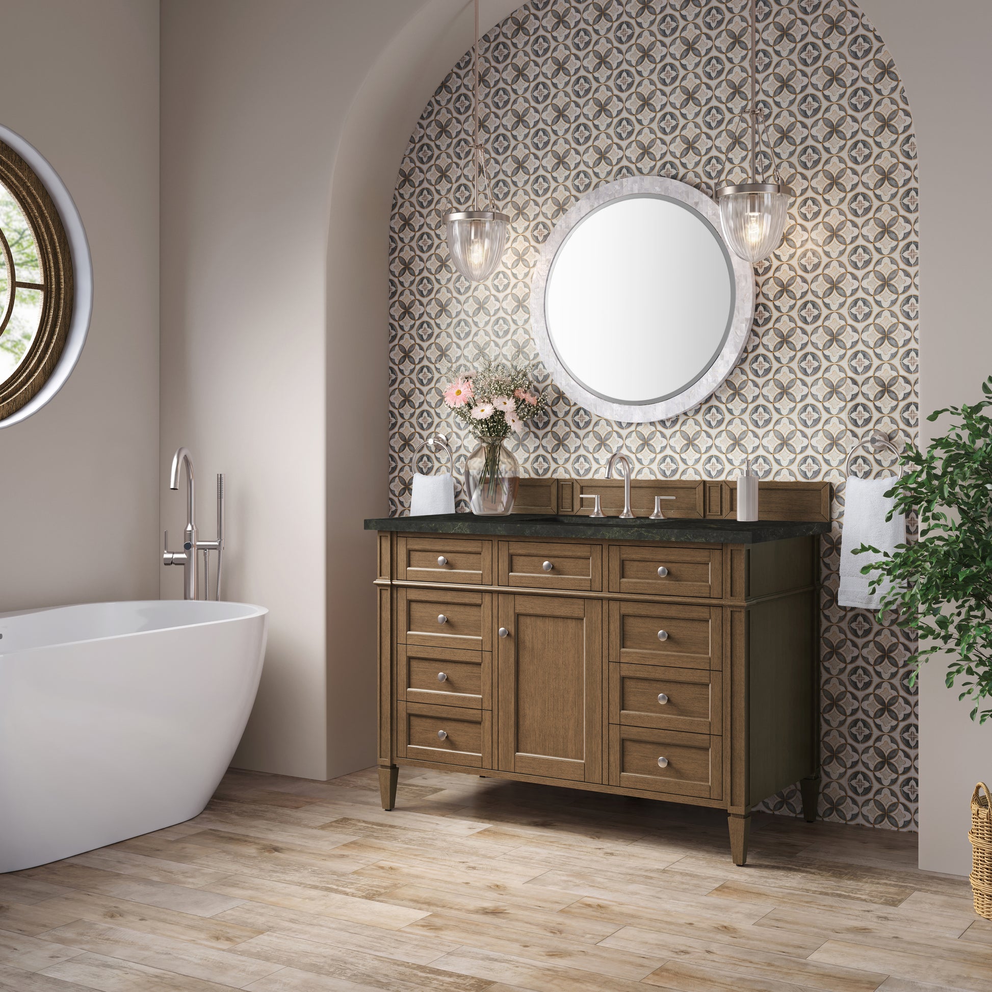 Renovate for Less Atlanta Brittany 48" Single Vanity, Saddle Brown, w/ 3 CM Phantome Eclos Top