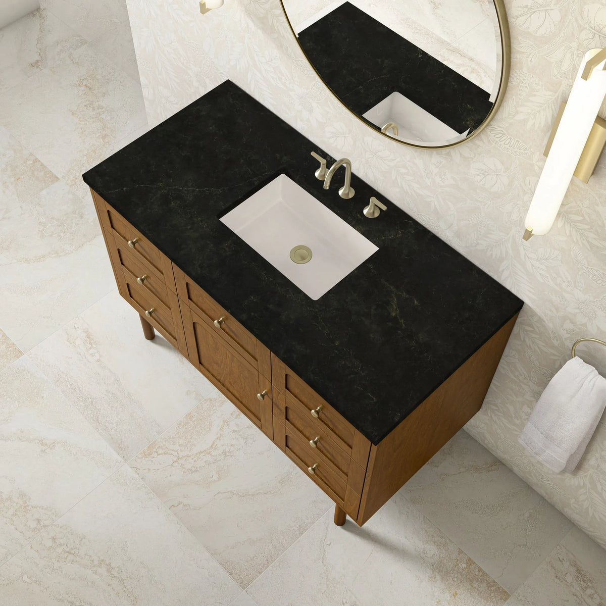 Laurent 48" Single Vanity, Honey Oak w/ 3 CM Phantome Eclos Top