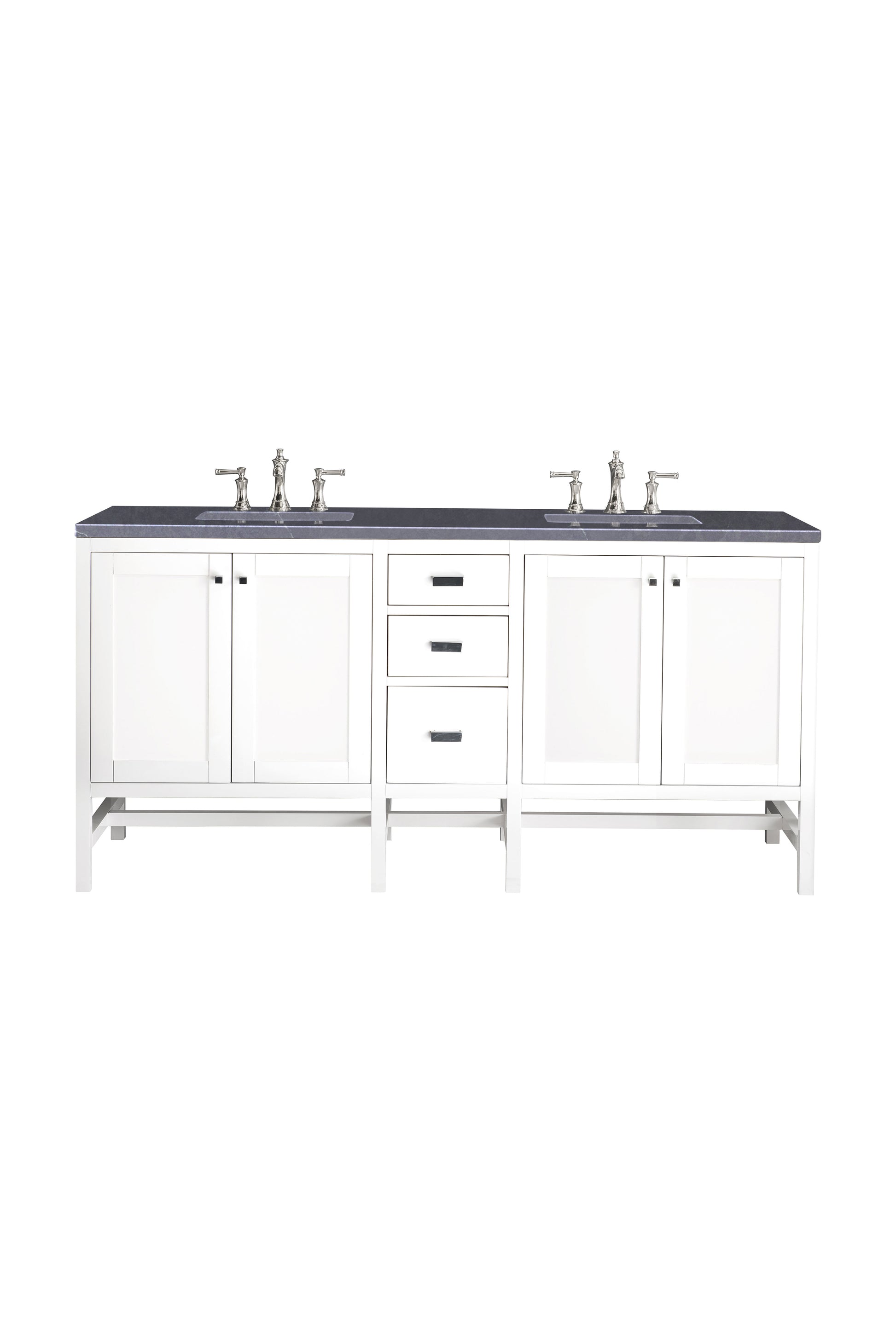 Renovate for Less Atlanta Addison 72" Double Vanity, Glossy White w/ 3 CM Charcoal Soapstone Silestone Top