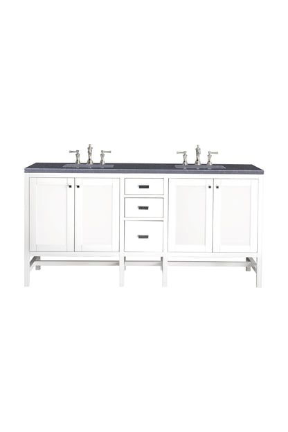 Renovate for Less Atlanta Addison 72" Double Vanity, Glossy White w/ 3 CM Charcoal Soapstone Silestone Top
