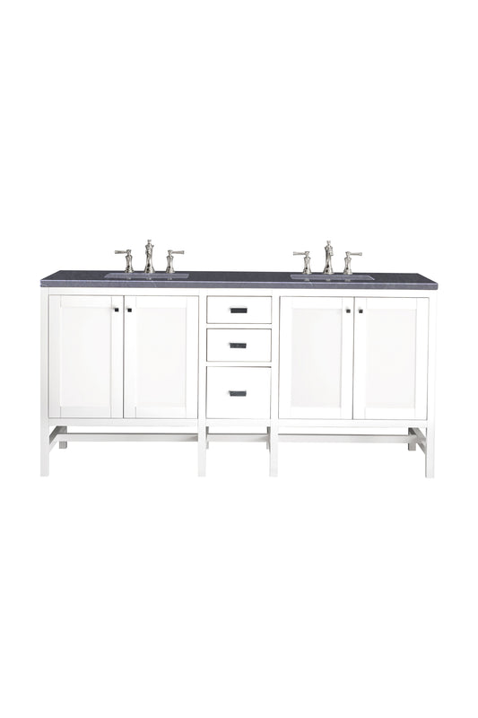Renovate for Less Atlanta Addison 72" Double Vanity, Glossy White w/ 3 CM Charcoal Soapstone Silestone Top
