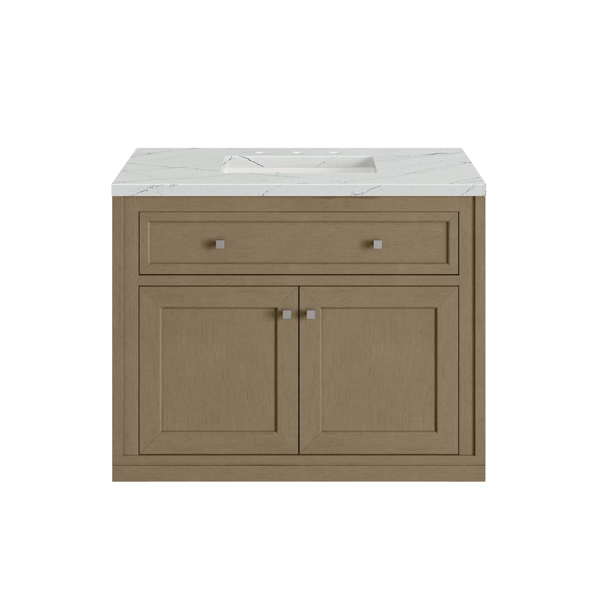 Renovate for Less Atlanta Chicago 36" Single Vanity, Walnut Whisper, w/ 3 CM Ethereal Noctis Silestone® Top