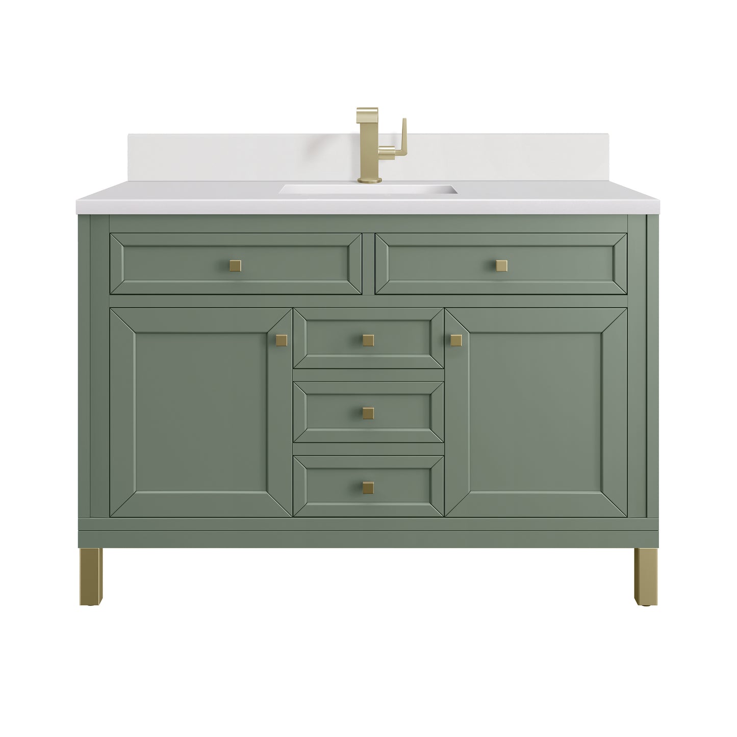 Renovate for Less Atlanta Chicago 48" Single Vanity, Smokey Celadon, w/ Single Hole 3CM White Zeus Silestone® Top & Backsplash
