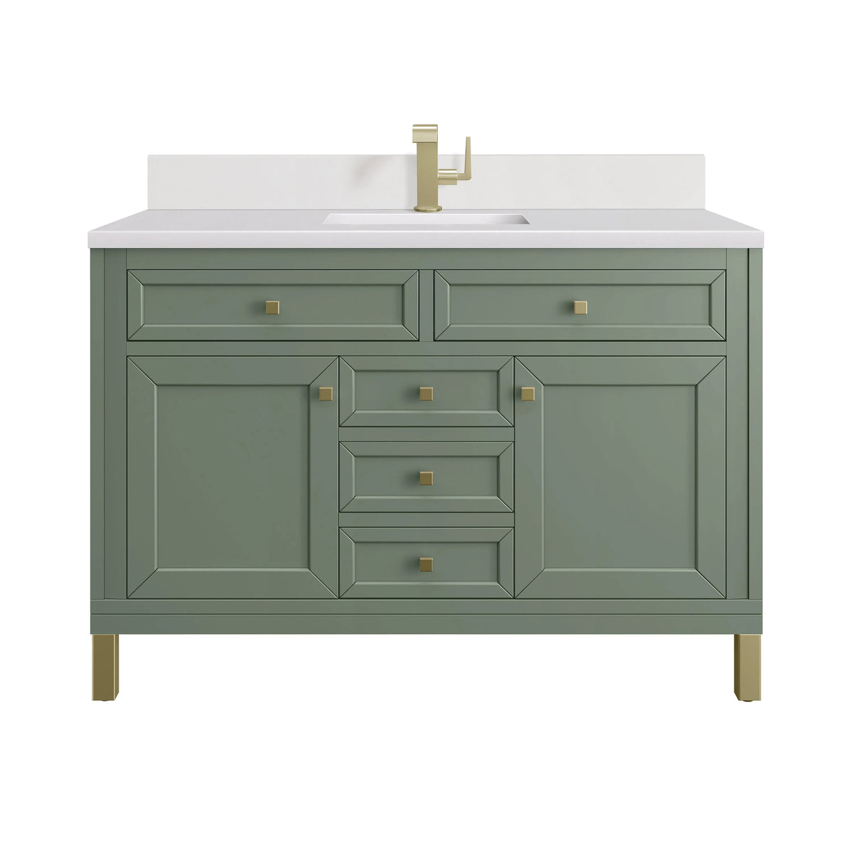 Chicago 48" Single Vanity, Smokey Celadon, w/ Single Hole 3CM White Zeus Silestone® Top & Backsplash