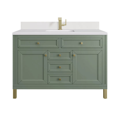 Chicago 48" Single Vanity, Smokey Celadon, w/ Single Hole 3CM White Zeus Silestone® Top & Backsplash