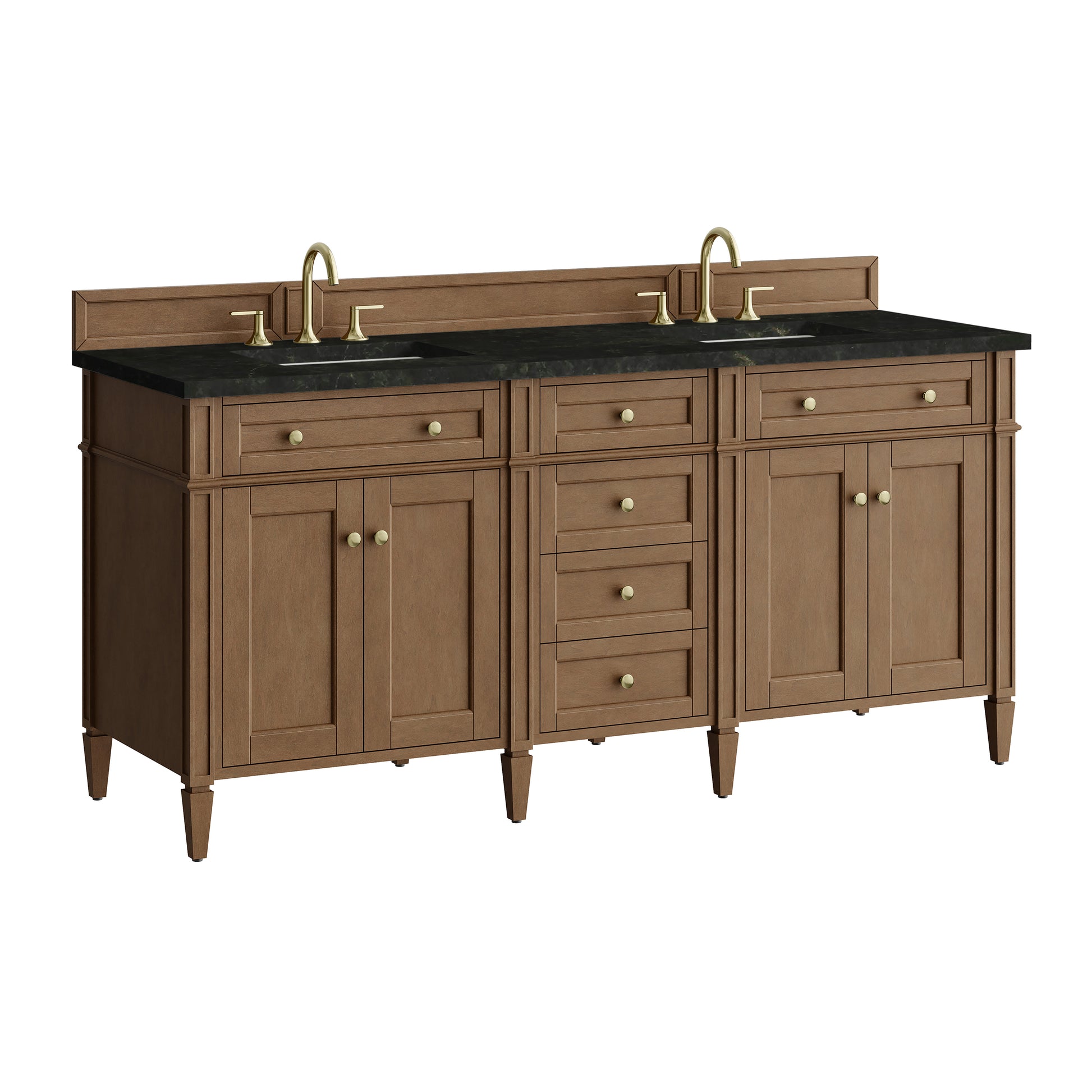 Renovate for Less Atlanta Brittany 72" Double Vanity, Pecan w/ 3 CM Phantome Eclos Top