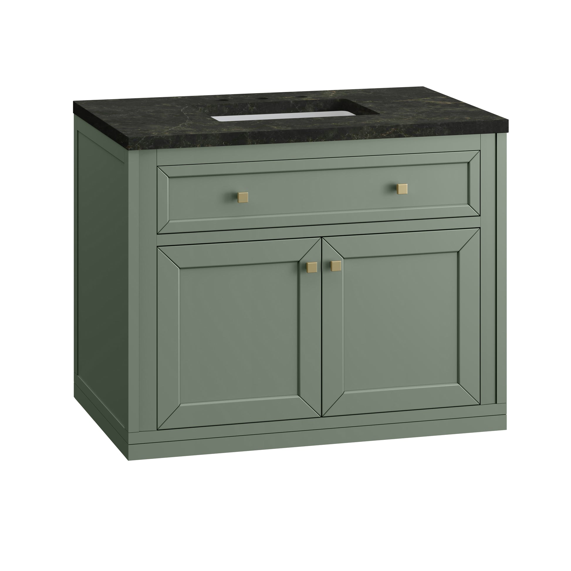 Renovate for Less Atlanta Chicago 36" Single Vanity, Smokey Celadon, w/ 3 CM Phantome Eclos Top