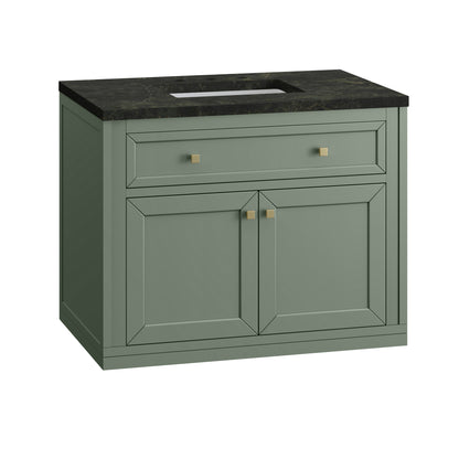 Renovate for Less Atlanta Chicago 36" Single Vanity, Smokey Celadon, w/ 3 CM Phantome Eclos Top