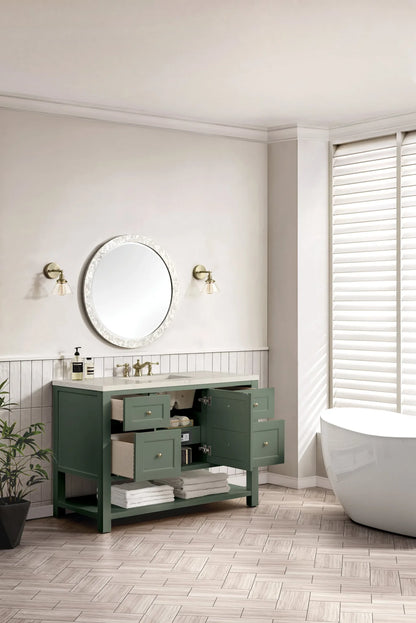 Breckenridge 48" Single Vanity, Smokey Celadon, w/ 3 CM Siberian Silestone Top