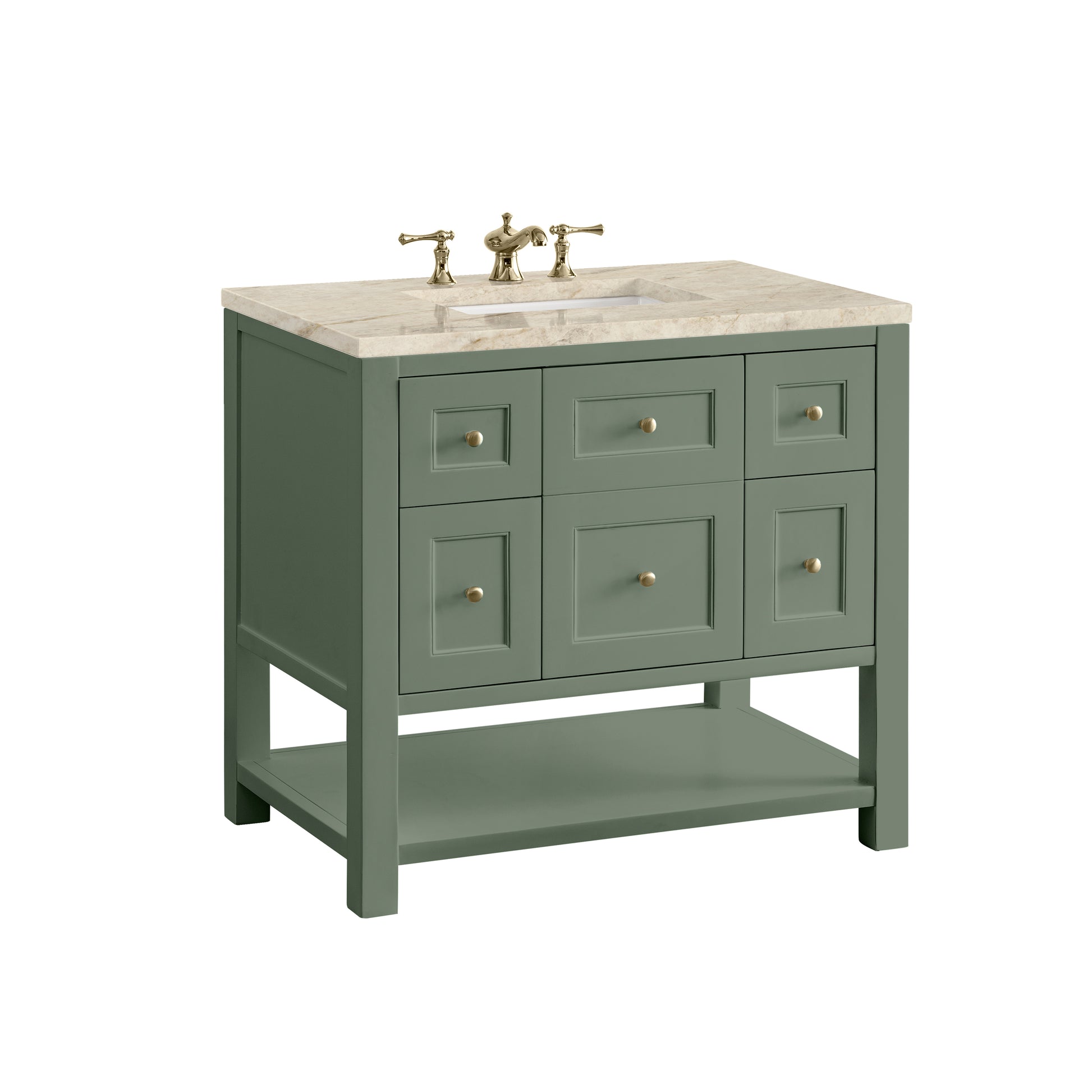 Renovate for Less Atlanta Breckenridge 36" Single Vanity, Smokey Celadon, w/ 3 CM Tajnar Eclos Top
