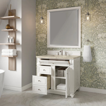 Bristol 36" Single Vanity, Bright White, w/ 3 CM Tajnar Eclos Top