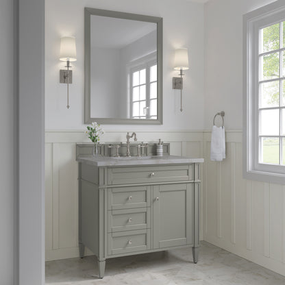 Renovate for Less Atlanta Brittany 36" Single Vanity, Urban Gray w/ 3 CM Victorian Silver Silestone Top