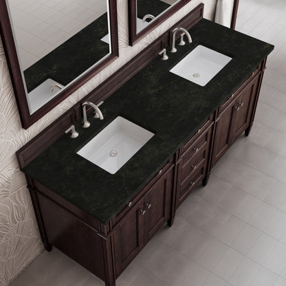 Renovate for Less Atlanta Brittany 72" Double Vanity, Burnished Mahogany, w/ 3 CM Phantome Eclos Top
