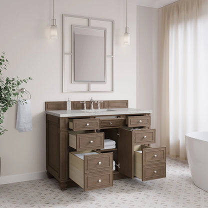 Bristol 48" Single Vanity, Whitewashed Walnut w/ 3 CM Eternal Jasmine Pearl Silestone Top