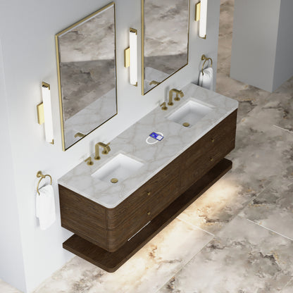 Renovate for Less Atlanta Allamari 72" Double Vanity, Sable w/ 3 CM Victorian Silver Top w/FreePower Wireless Charger