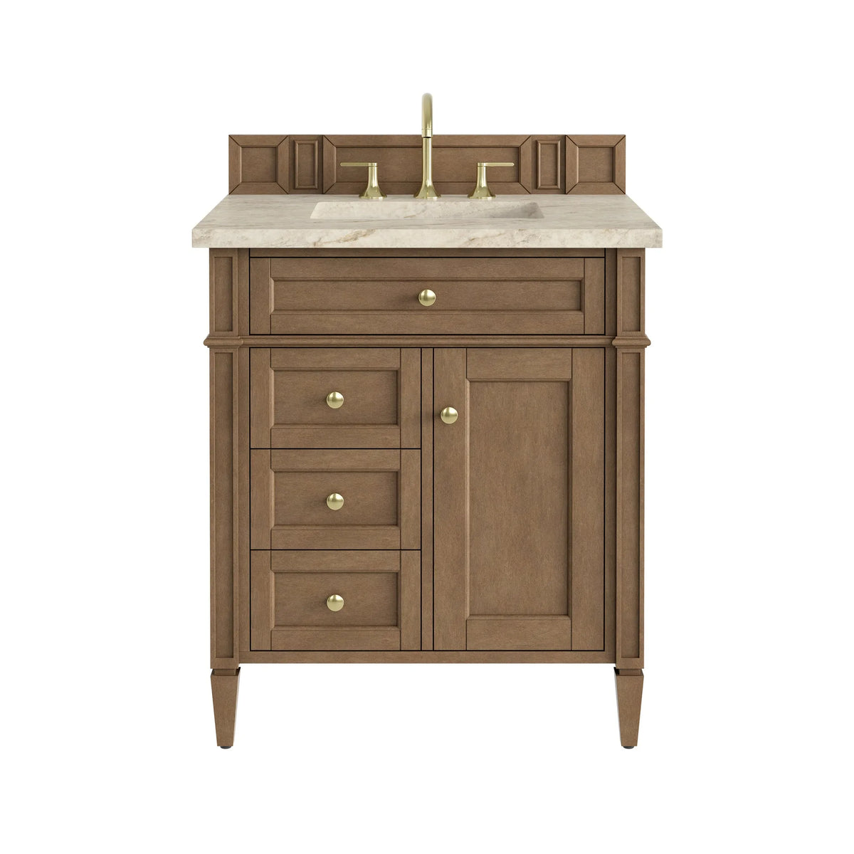 Brittany 30" Single Vanity, Pecan w/ 3 CM Tajnar Eclos Top