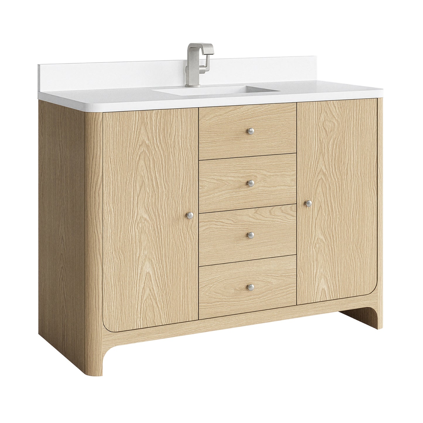 Renovate for Less Atlanta Gracyn 48" Single Vanity, Coastal Driftwood, w/ 3 CM White Zeus Quartz Top