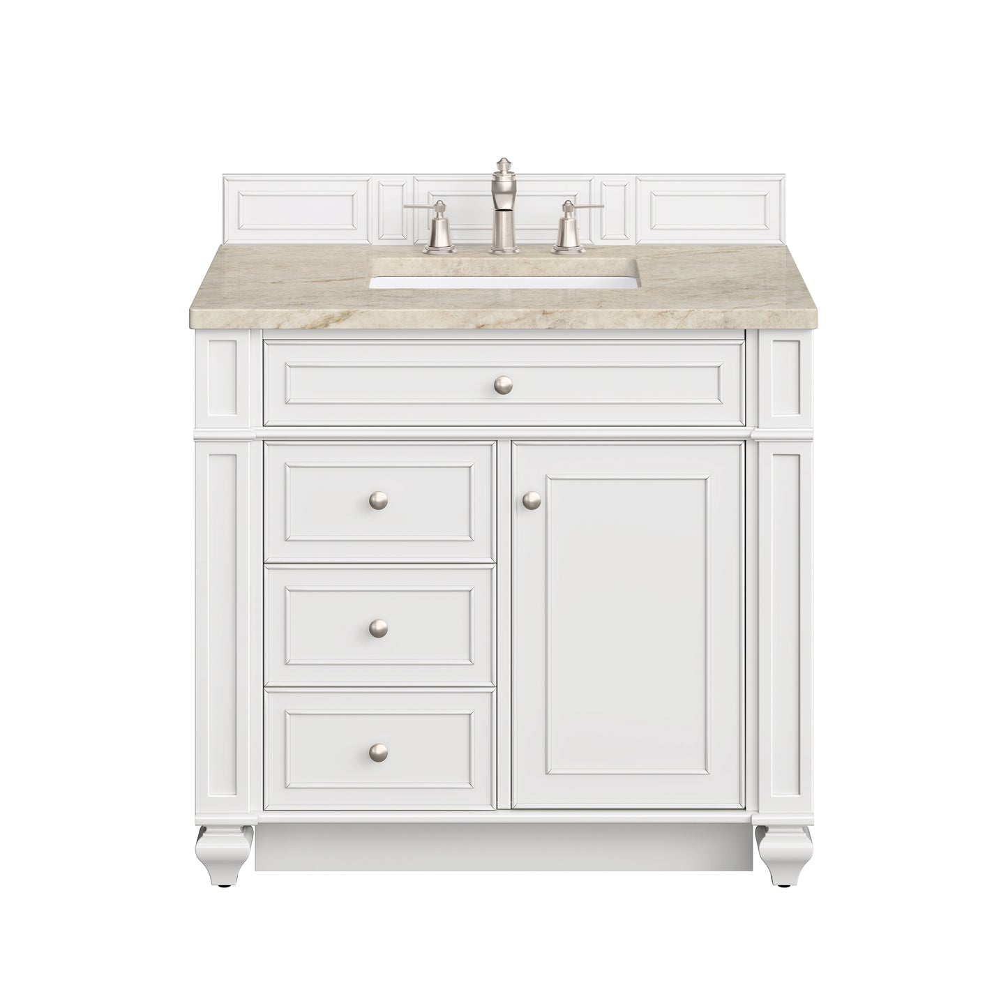Renovate for Less Atlanta Bristol 36" Single Vanity, Bright White, w/ 3 CM Tajnar Eclos Top