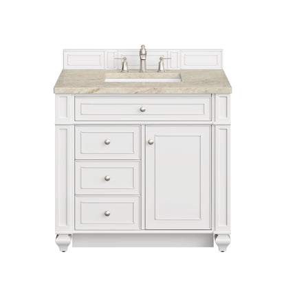 Renovate for Less Atlanta Bristol 36" Single Vanity, Bright White, w/ 3 CM Tajnar Eclos Top