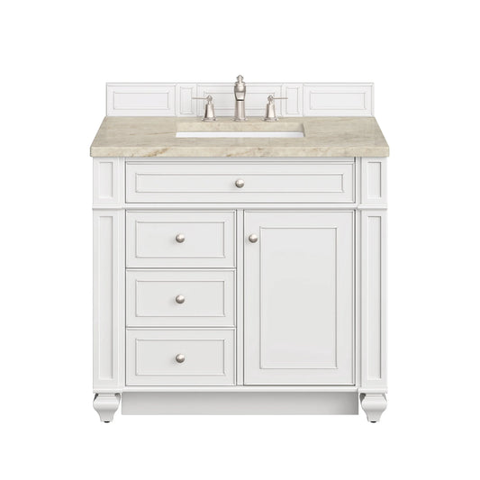 Bristol 36" Single Vanity, Bright White, w/ 3 CM Tajnar Eclos Top