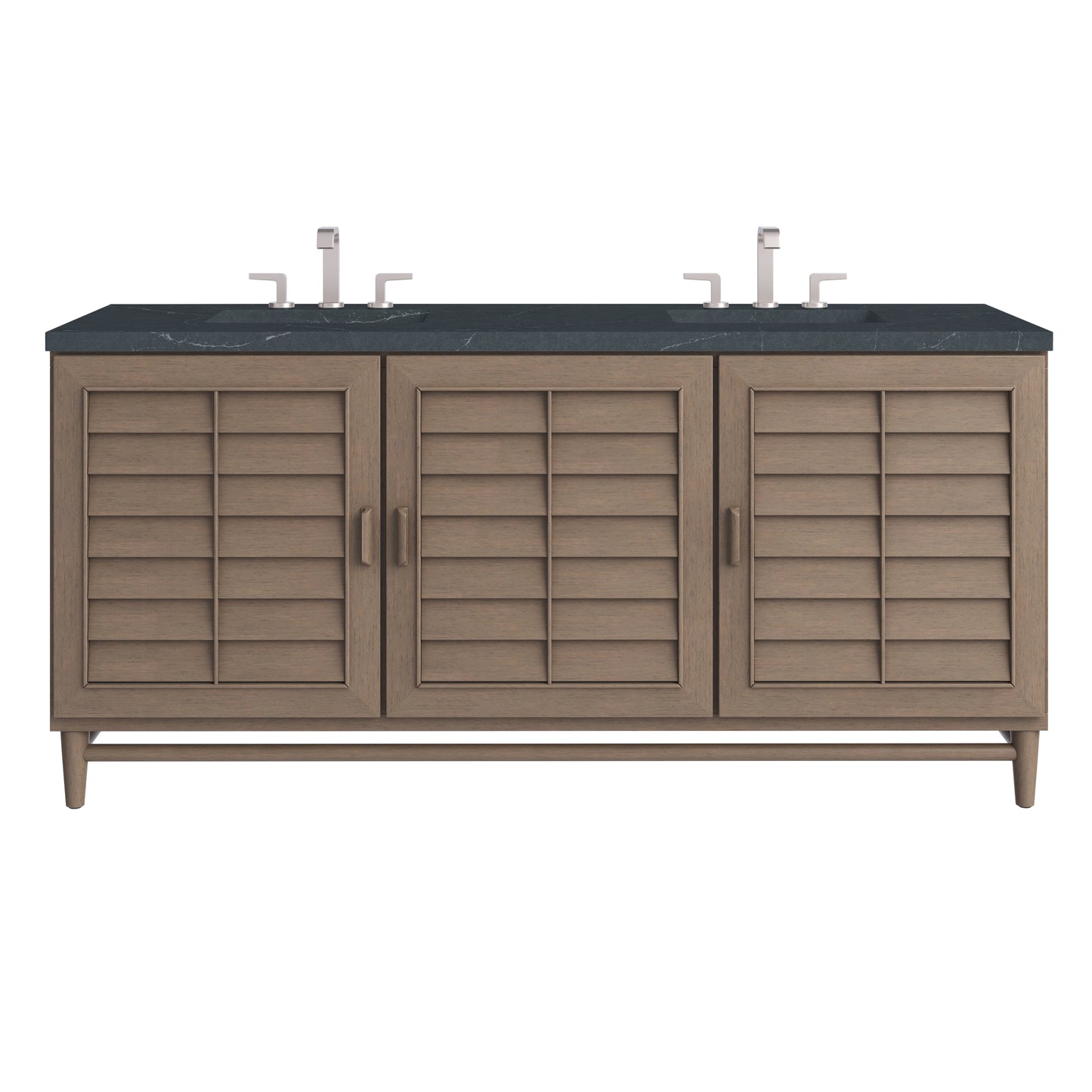 Renovate for Less Atlanta Portland 72" Double Vanity Whitewashed Walnut w/ 3 CM Charcoal Soapstone Silestone Top