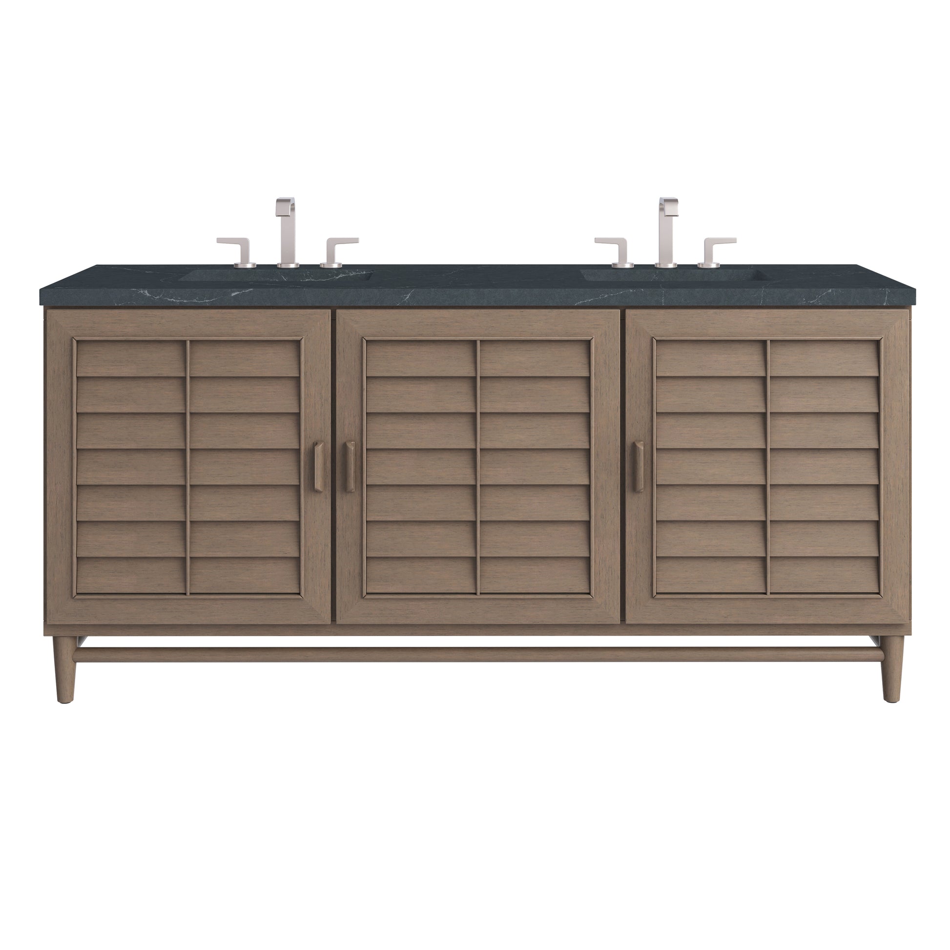Renovate for Less Atlanta Portland 72" Double Vanity Whitewashed Walnut w/ 3 CM Charcoal Soapstone Silestone Top