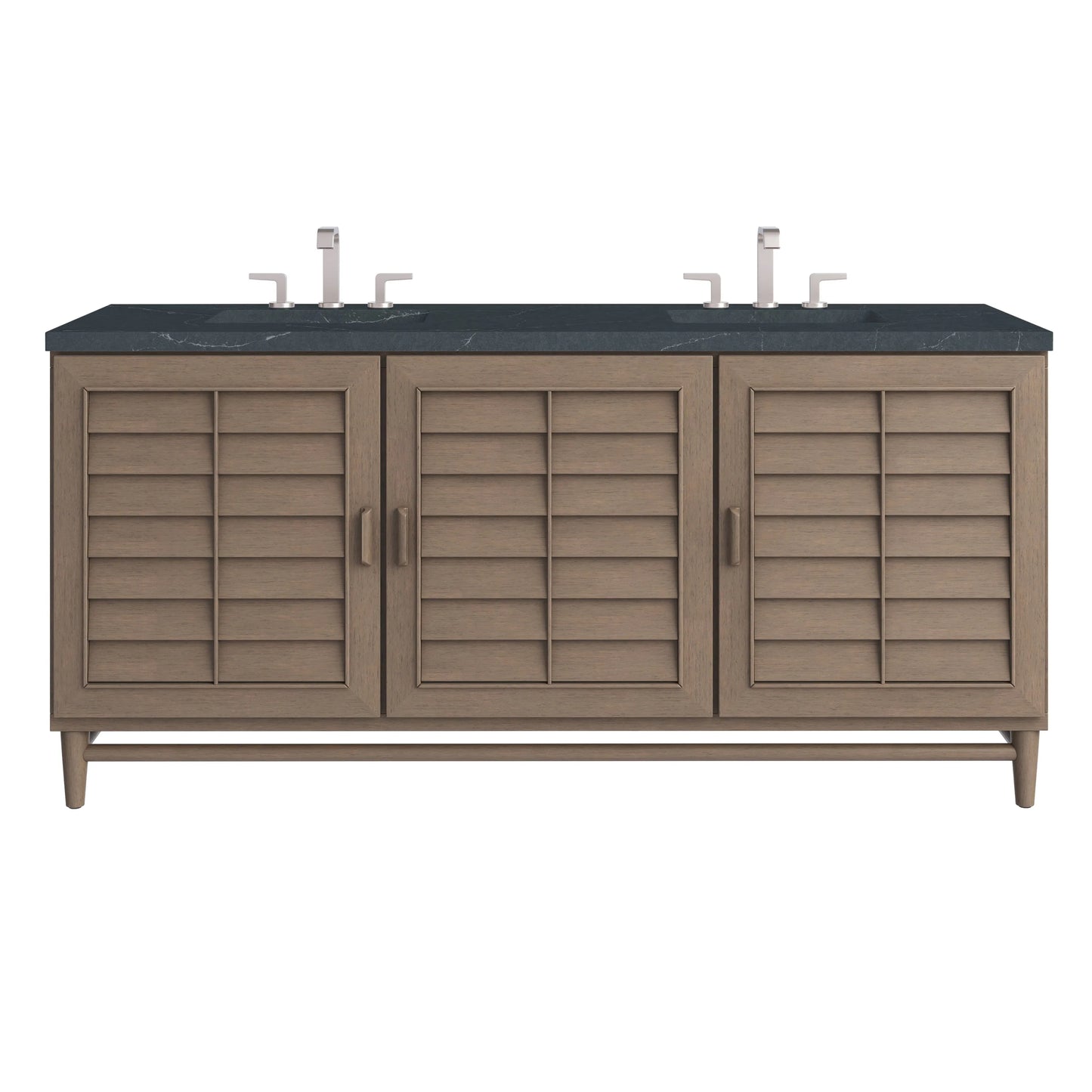 Portland 72" Double Vanity Whitewashed Walnut w/ 3 CM Charcoal Soapstone Silestone Top