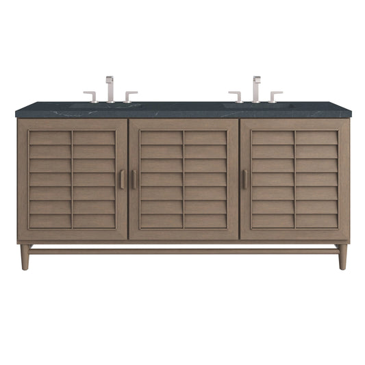 Portland 72" Double Vanity Whitewashed Walnut w/ 3 CM Charcoal Soapstone Silestone Top