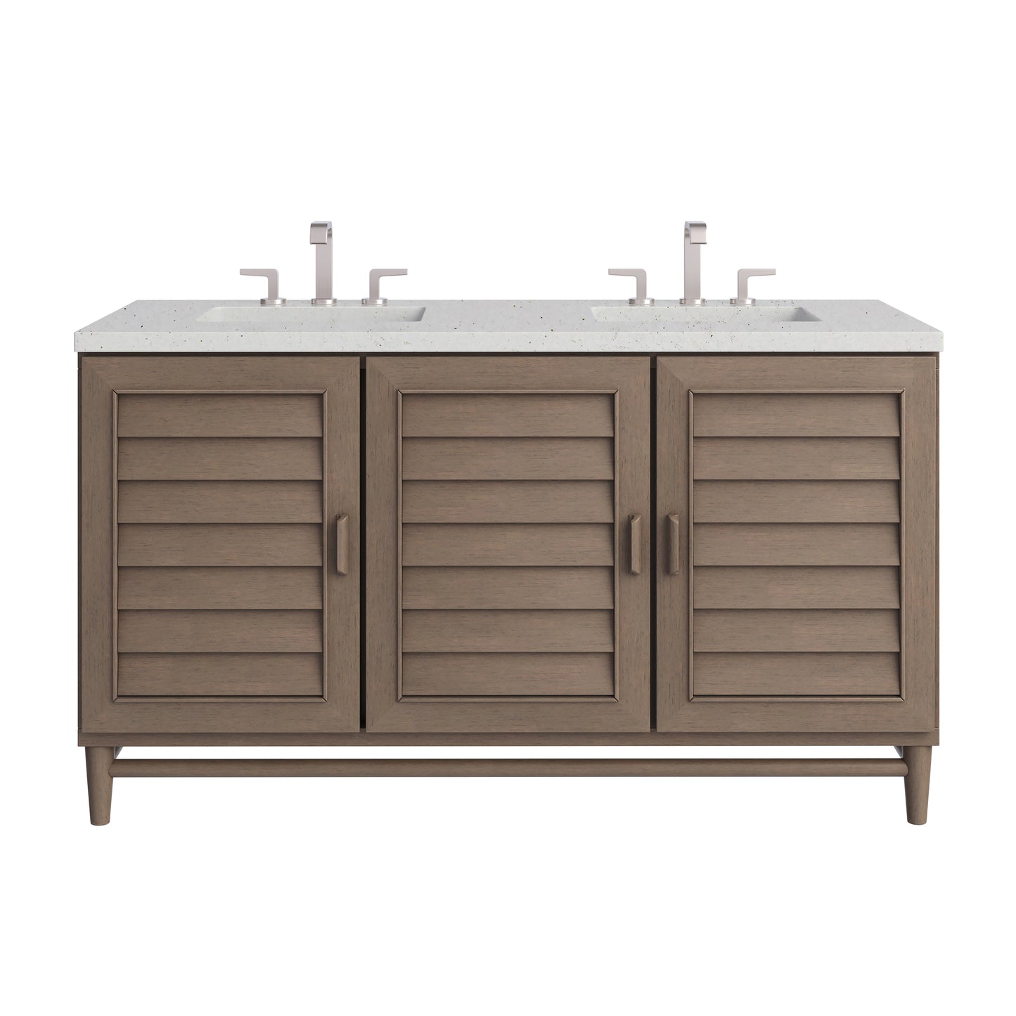 Renovate for Less Atlanta Portland 60" Double Vanity Whitewashed Walnut w/ 3 CM Lime Delight Silestone Top