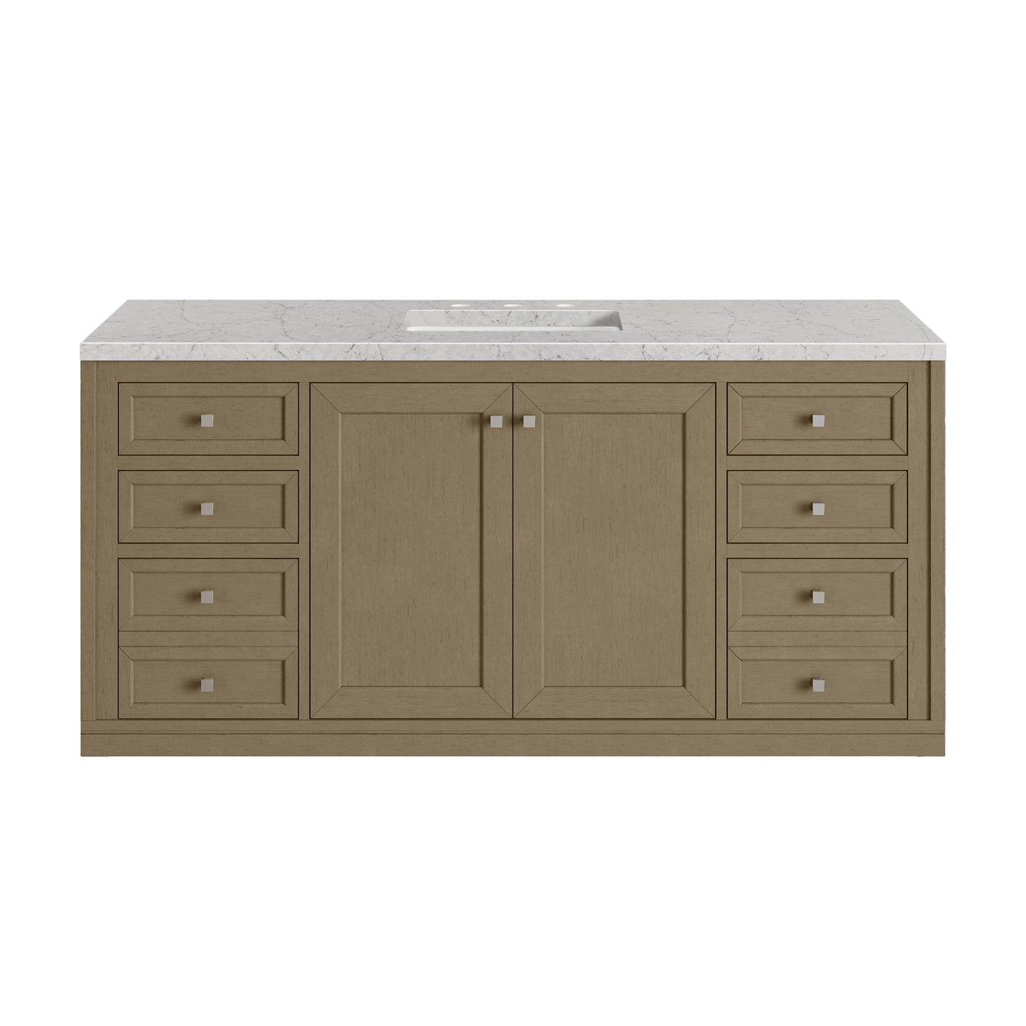 Renovate for Less Atlanta Chicago 60" Single Vanity, Walnut Whisper, w/ 3 CM Eternal Jasmine Pearl Silestone® Top