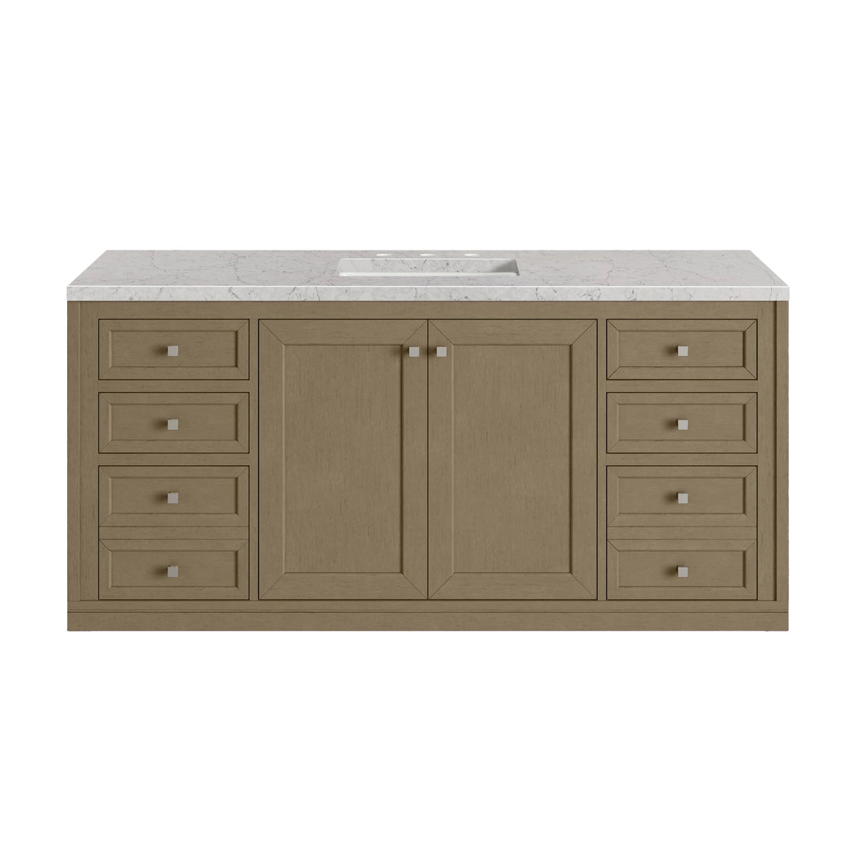 Chicago 60" Single Vanity, Walnut Whisper, w/ 3 CM Eternal Jasmine Pearl Silestone® Top