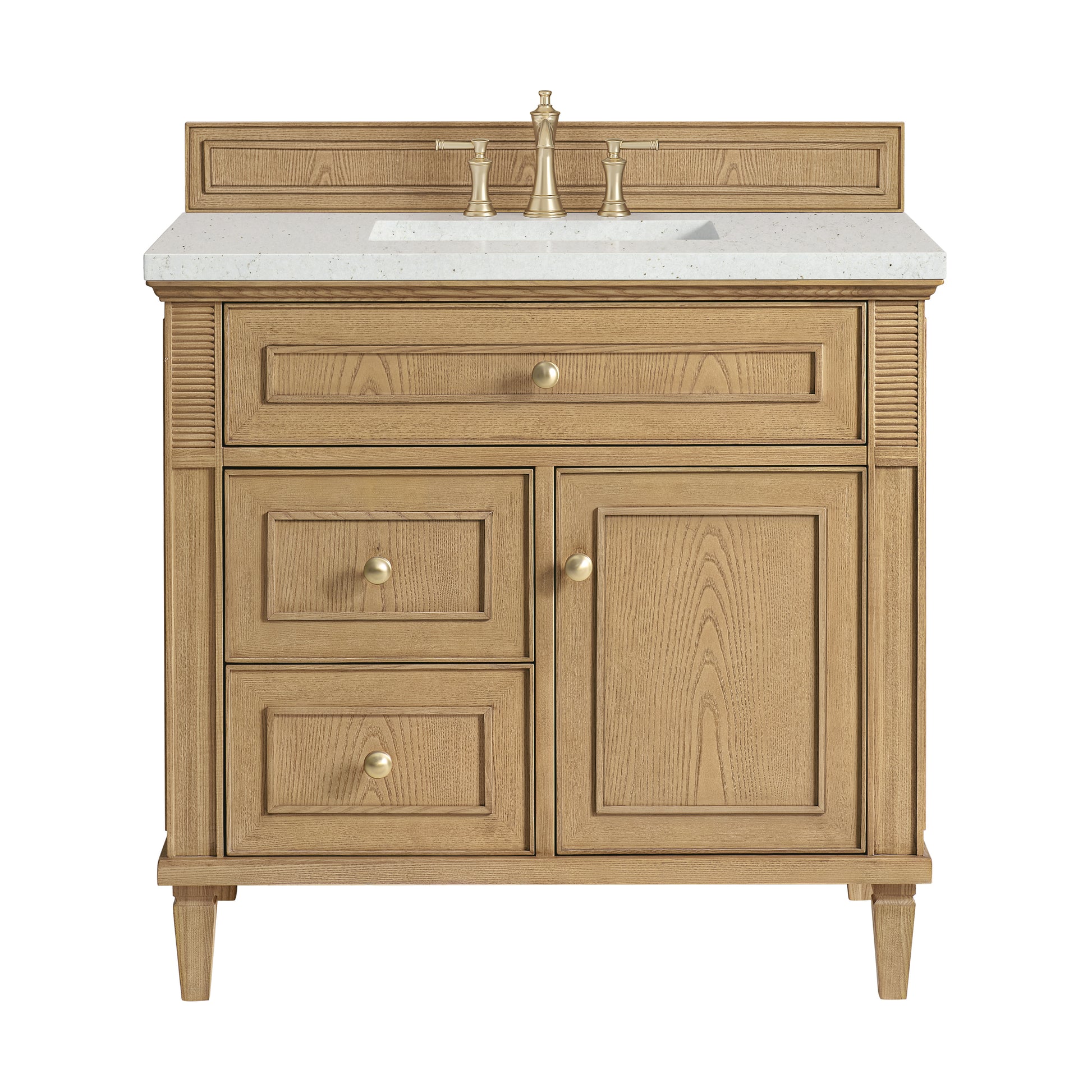 Renovate for Less Atlanta Lorelai 36" Single Vanity, Light Natural Oak w/ 3 CM Lime Delight Silestone Top